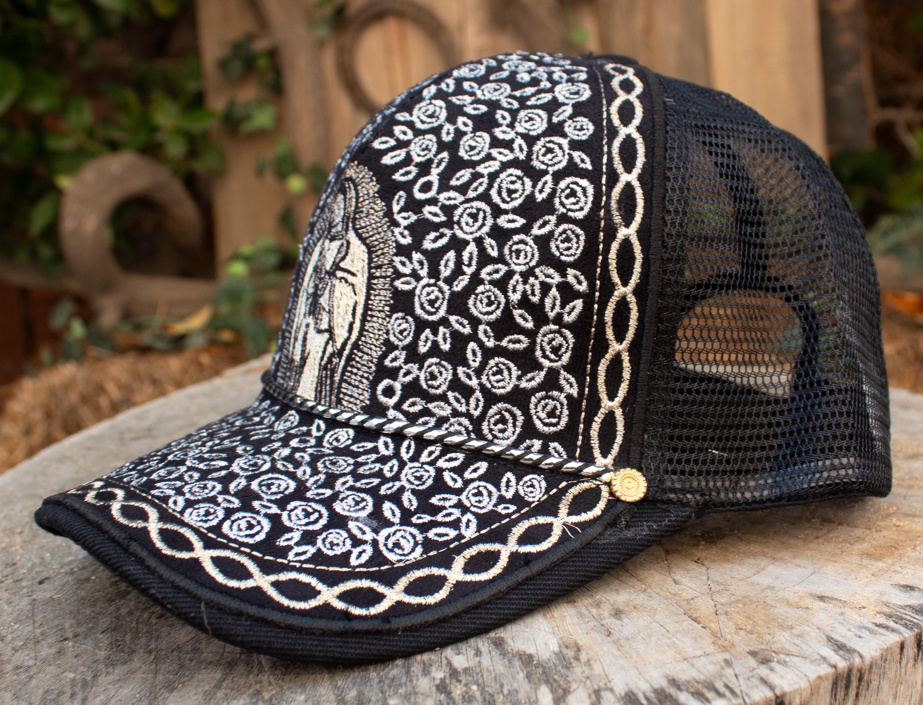 EMBROIDERED VIRGIN MARY Hat Adjustable Trucker Cap Virgen De