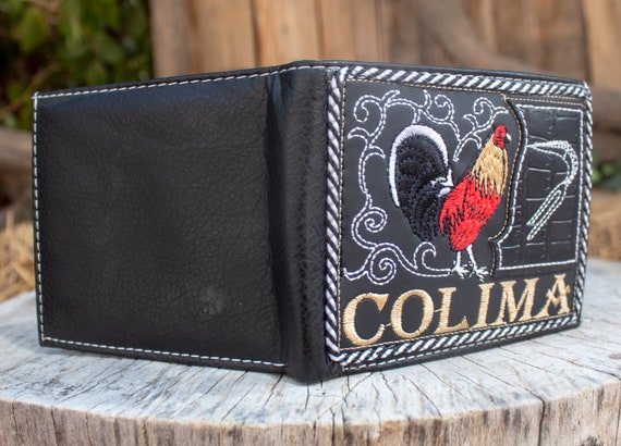 COLIMA Mexico WESTERN EMBROIDERED Leather Stamped Rooster Gallo Bi