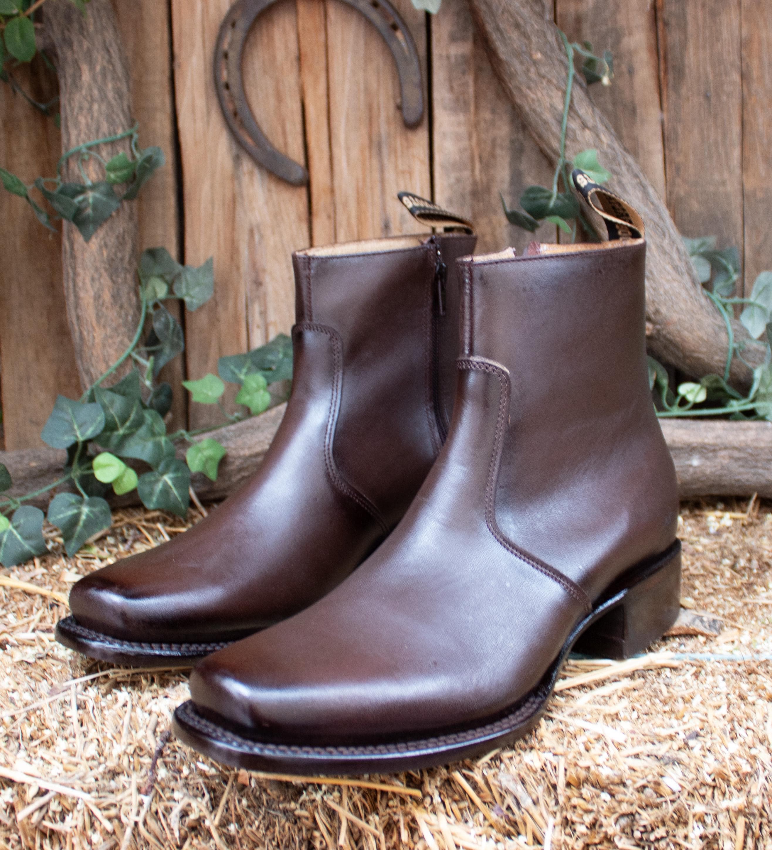 Bottes de cow boy en cuir   marron 1 25076 41 341 : Achetez en ligne