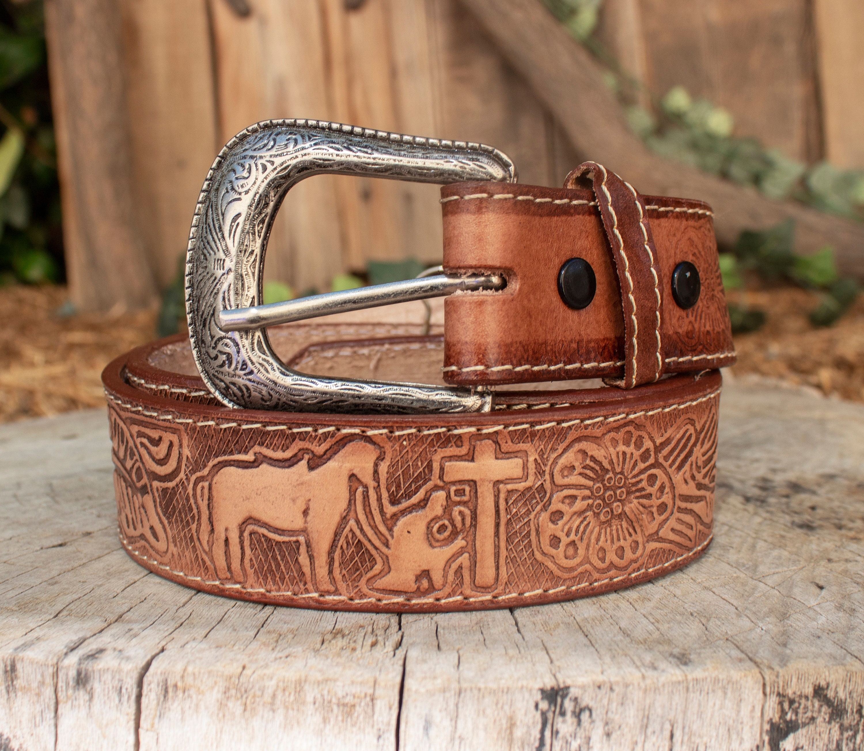 Womens Mens Unisex PRAYING COWBOY LEATHER Western Cowgirl 