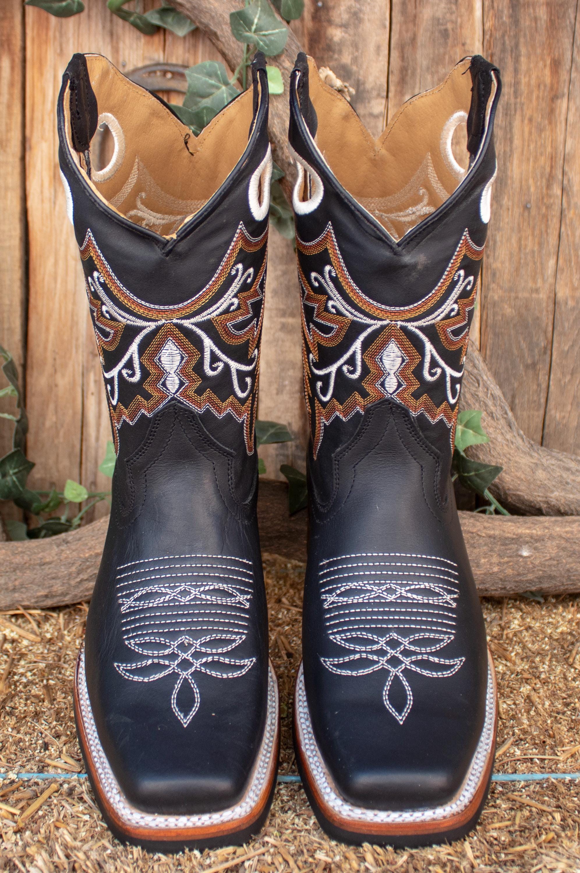 Twisted X Black Leather Cowboy Boots Mens 8.5 Square Embroidered Rodeo Western Twisted X Men main image 4