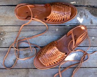 SANDALES MEXICAINES EN CUIR marron pour femmes