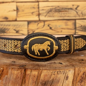 KINDEREN jongens peuter jeugd WESTERN paard GEBORDUURDE Charro cowboy leren riem