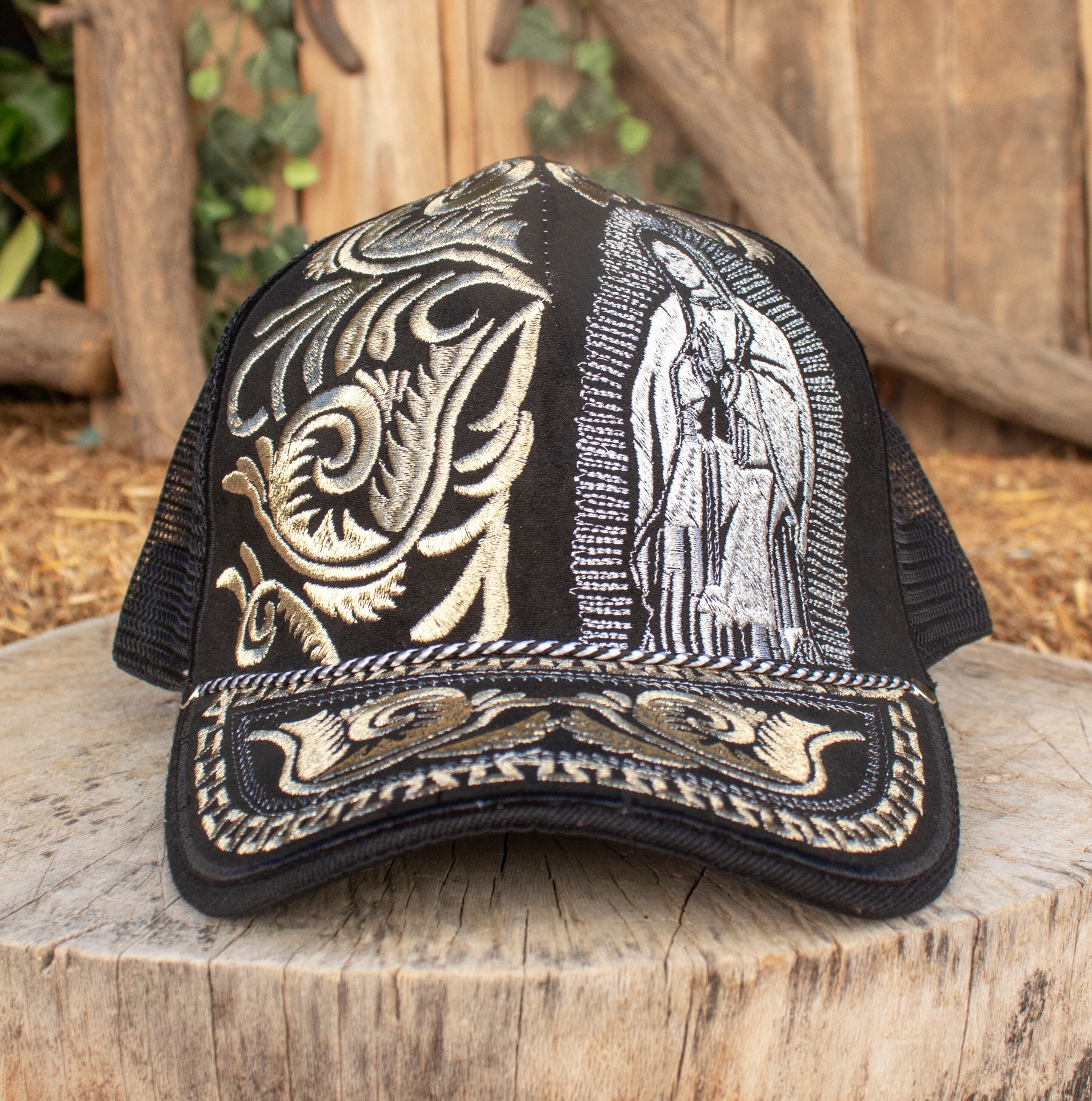 EMBROIDERED VIRGIN MARY Hat Adjustable Trucker Cap Virgen De