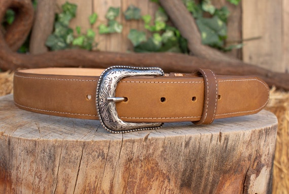 WOMENS ROSE EMBROIDERED Western Cowgirl Cowboy Leather Belt