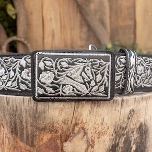 MENS WESTERN LEATHER Horse and roses charro embroidered leather belt