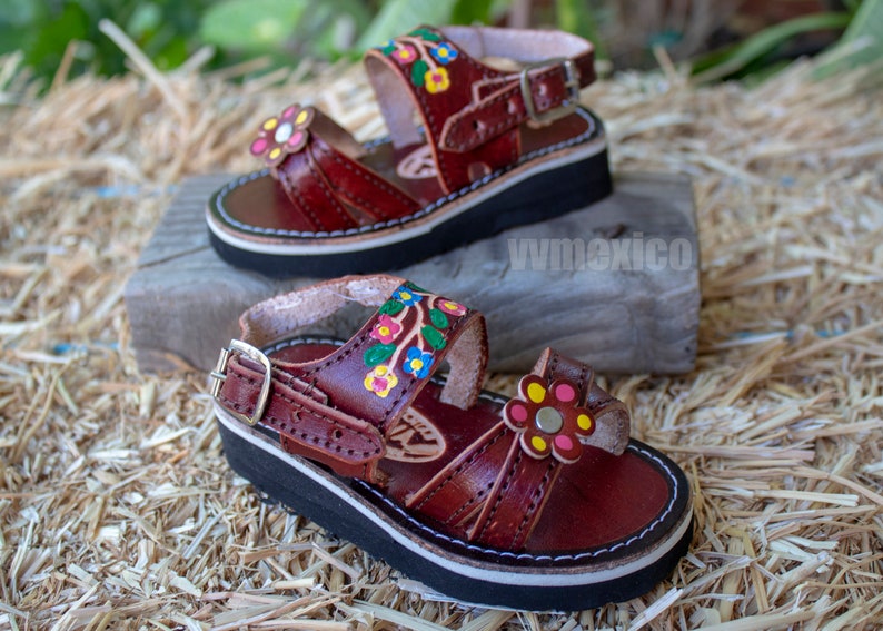 BABY Girls Walker Mexican HUARACHE Traditional Flower SANDALS Etsy