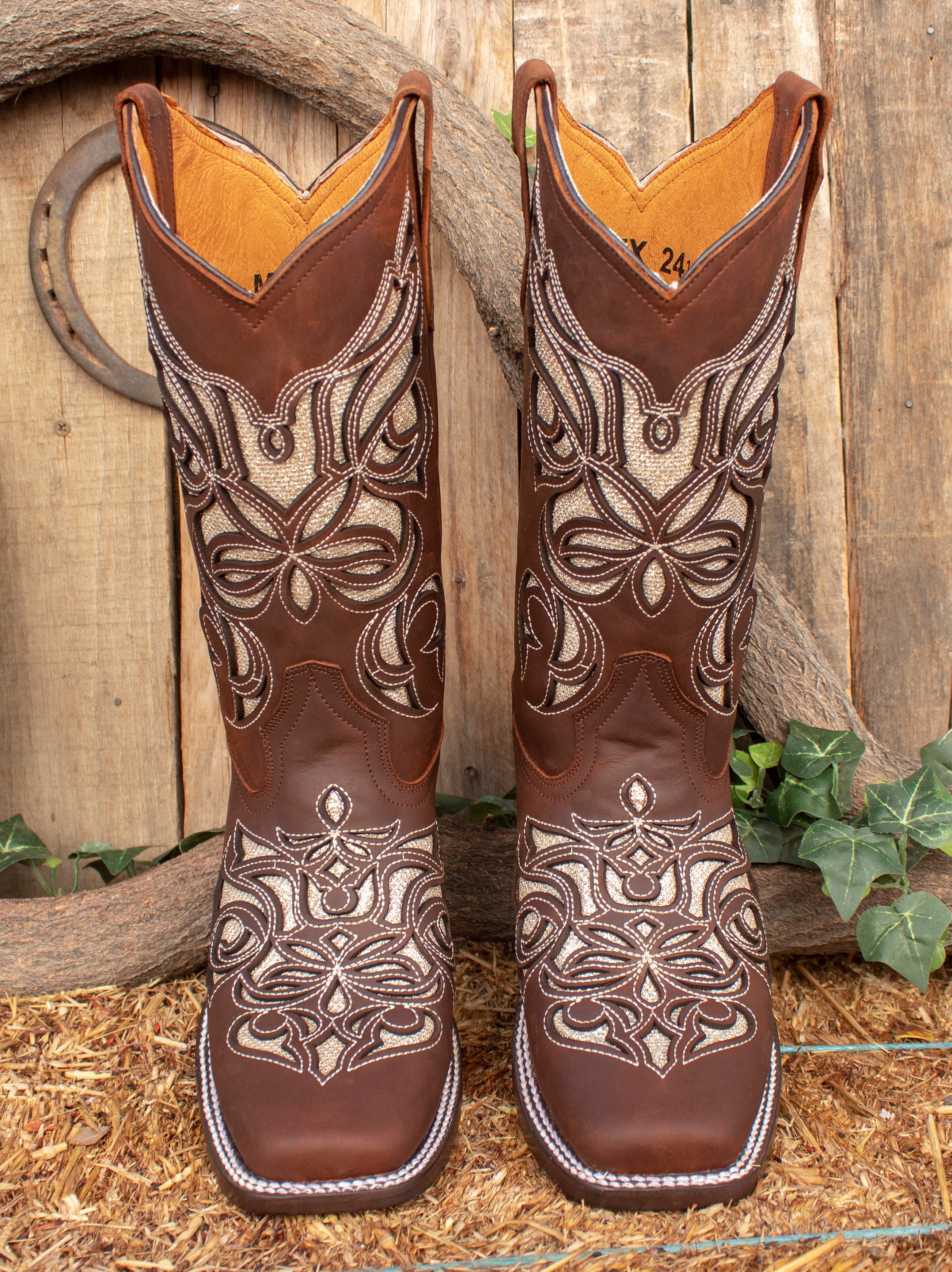 Glitter square toe boots deals