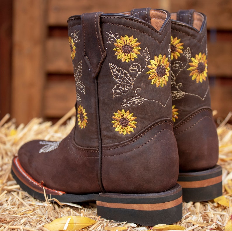 GIRLS TODDLER YOUTH Western Square Toe Leather Cowboy Boots Etsy