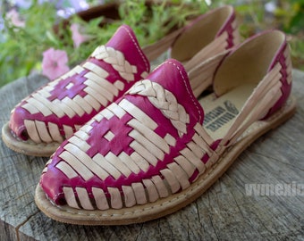 new WOMENS MEXICAN SANDALS leather shoe huarache handmade 2 tone combo