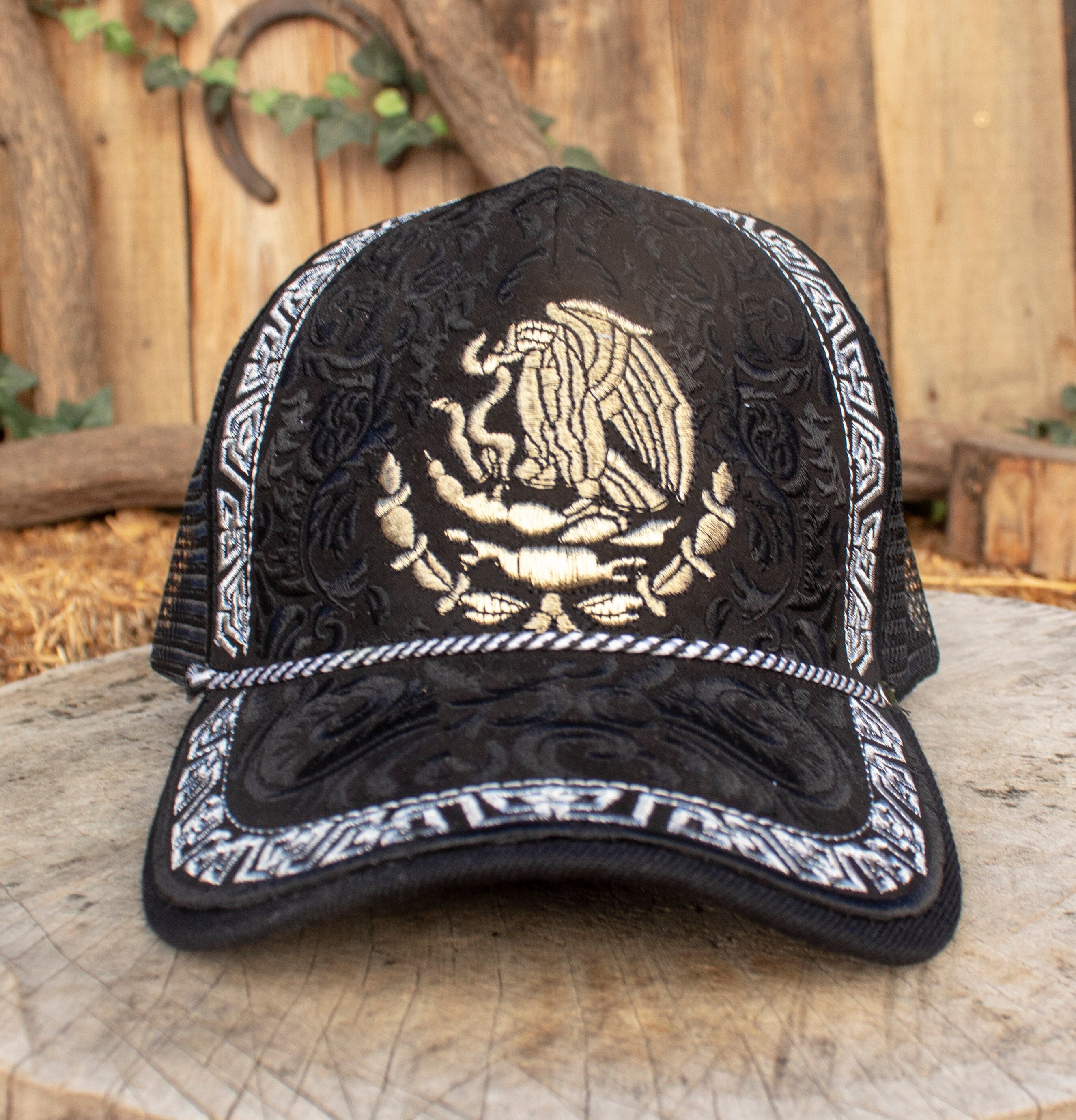 NWT Custom Hand-Embellished Eagle Mesh Trucker Hat ?✨ Black Eagle Edition – CharterBeckett main image 2