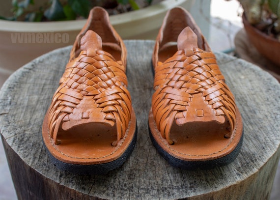 SANDALIAS HUARACHE DE PIEL MUJER hechas en mexico con suela de | Etsy México