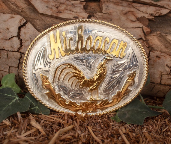 MICHOACAN Mexico ROOSTER Gallo Engraved Cowboy Western Jaripeo 
