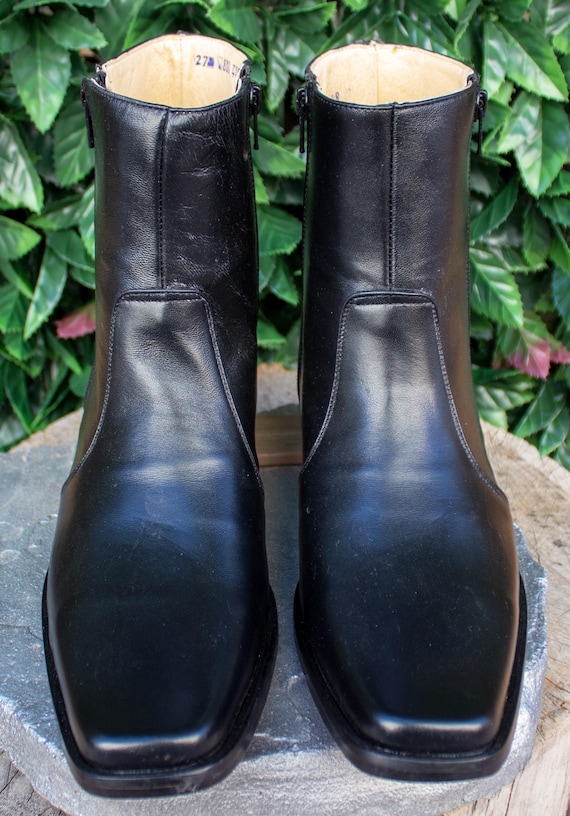 Mens DEER Skin LEATHER Square Toe Half Boots Botines With Side