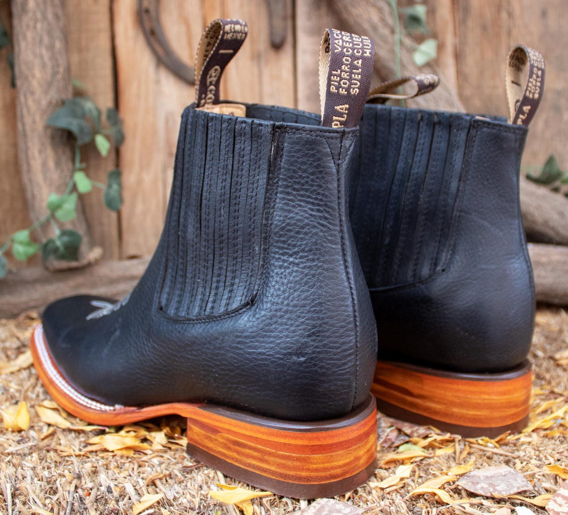 MENS Genuine LEATHER COWBOY Rodeo Square Toe Half Boots Botines - Etsy