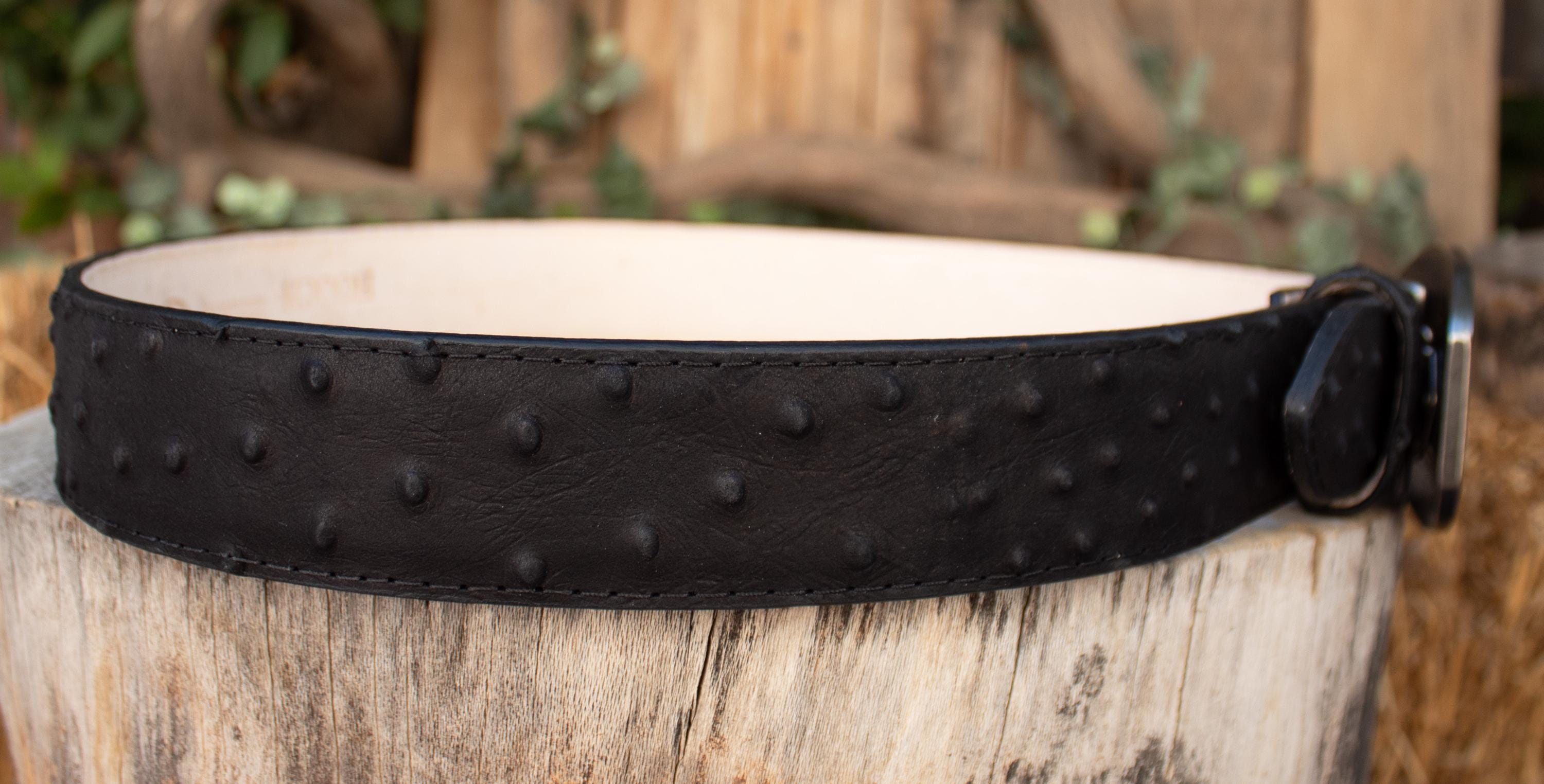 Ceinture Cuir Garçon 22 - Autruche Vaquero Mexique - Boucle Verte - Occasion