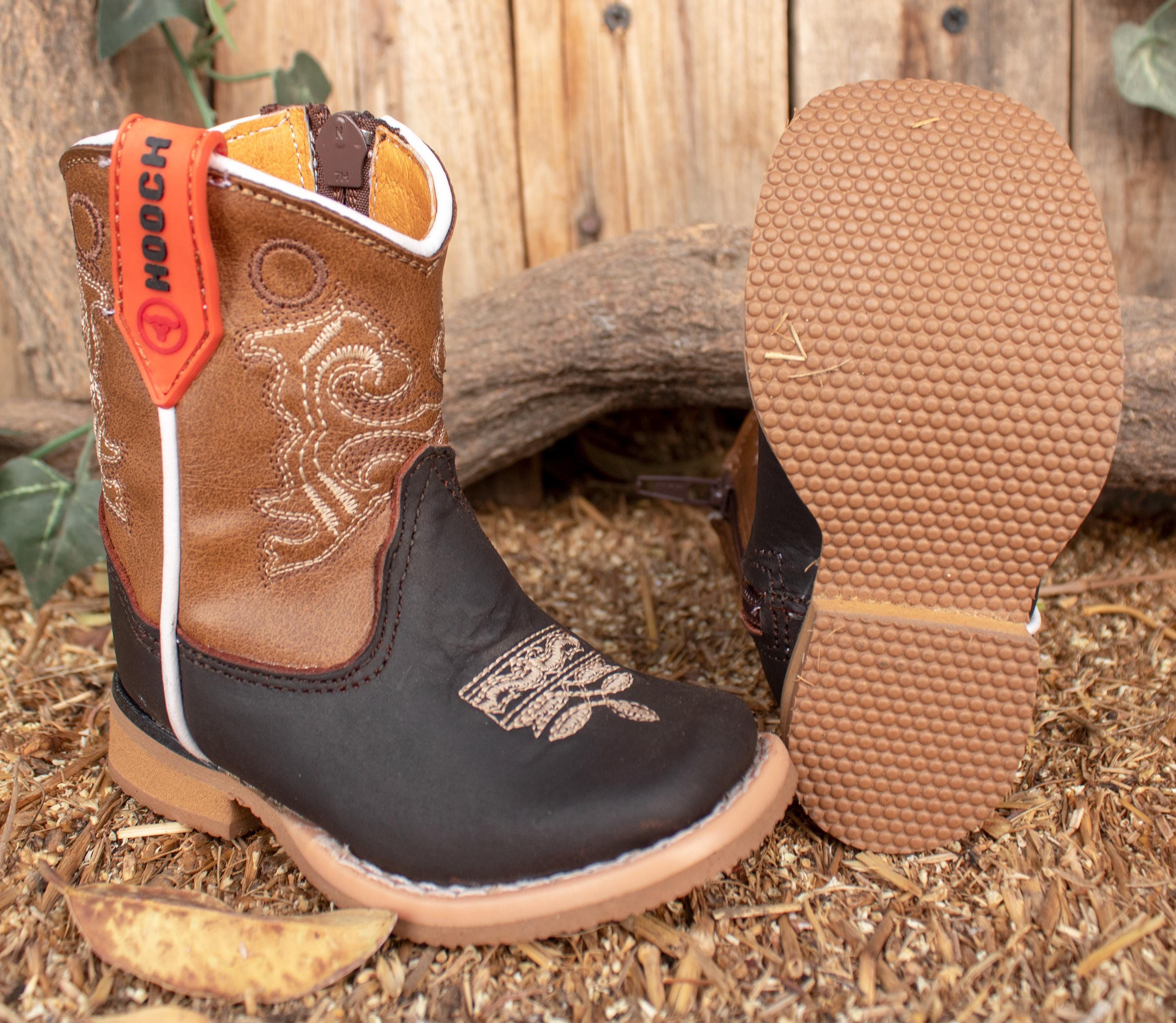 Azulado Boots Walker Stitched Square Toe Black Brown Embroidered 9.5 D A4378 Men main image 2