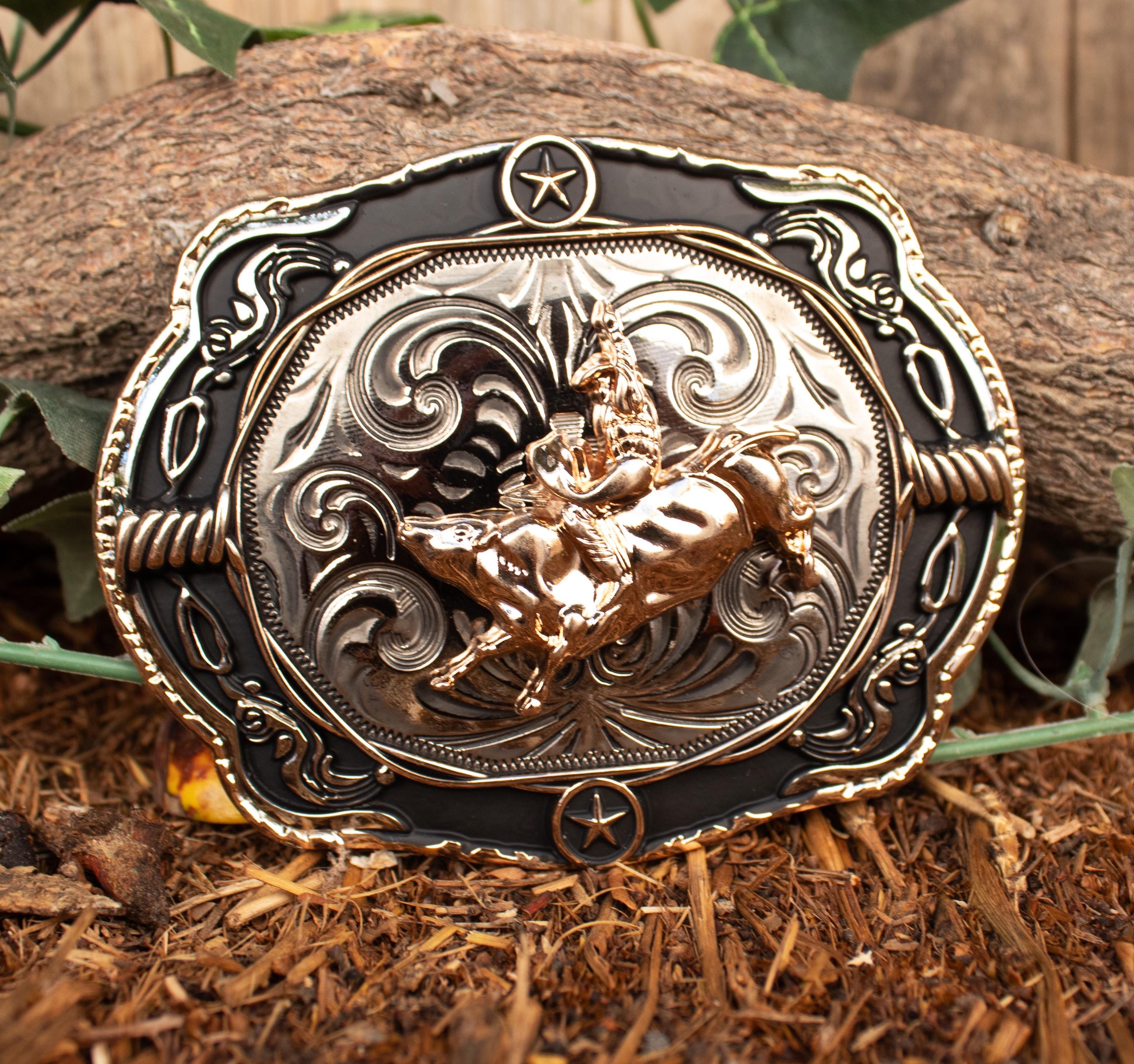 BULLRIDER Bull RODEO Metal Engraved Cowboy Western Belt Buckle - Etsy