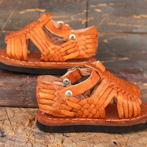 Baby Walker Toddler BOYS Girls MEXICAN SANDALS Huaraches Orange/brown ...