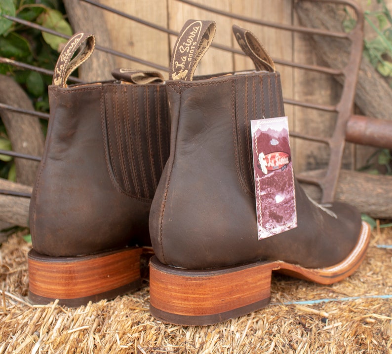 MENS LEATHER COWBOY Nobuck Rodeo Square Toe Half Boots Botines - Etsy