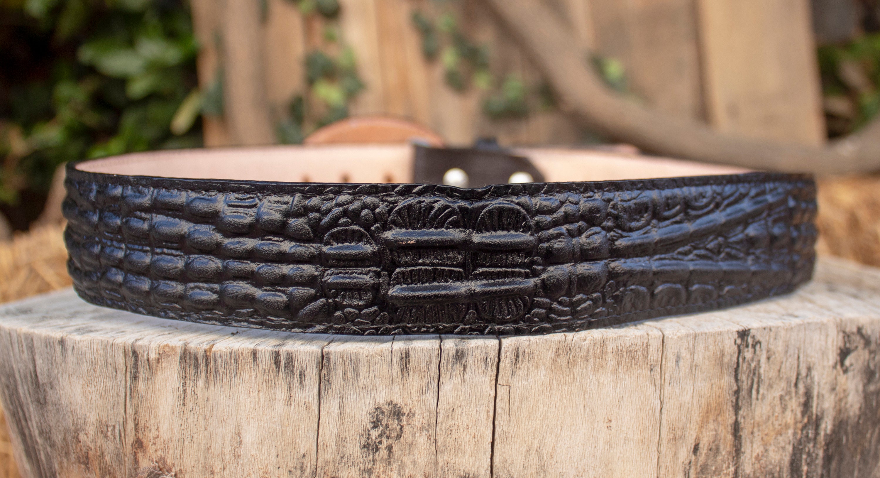 Cintura da cowboy western nera da uomo con ricamo cowboy dorato - Vera