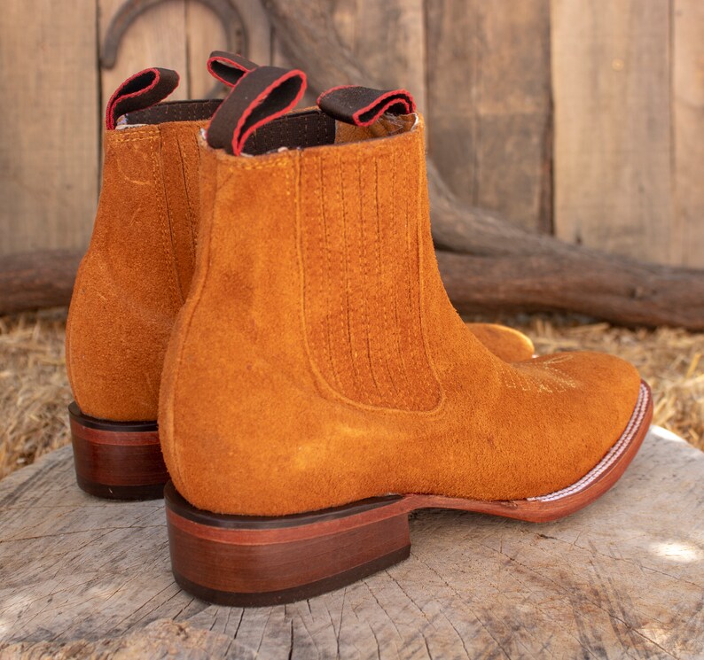 MENS SUEDE LEATHER Cowboy Rodeo Square Toe Half Boots Botines Etsy