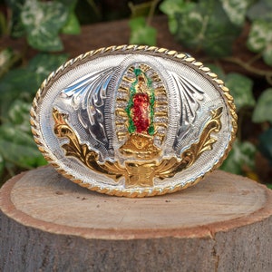 CHILDRENS TODDLER YOUTH cowboy Virgen de Guadalupe Virgin Mary mini belt buckle evilla nino