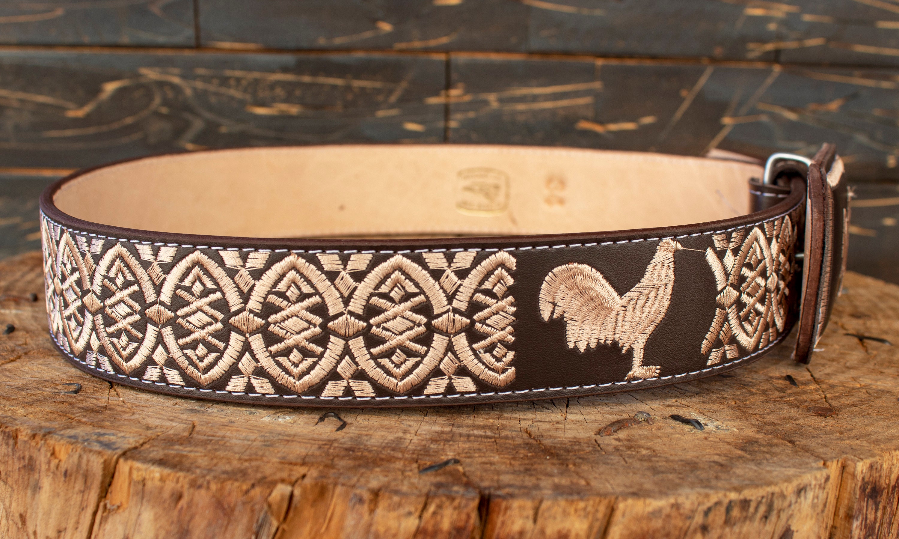 MENS WESTERN LEATHER Rooster Gallo Embroidered Leather Belt Etsy Canada
