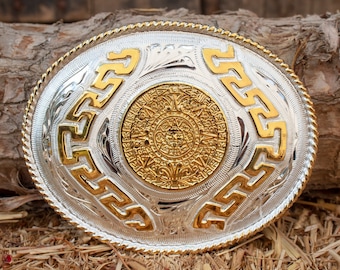 Aztec Calendar Belt Buckle – Vintage-inspired Mesoamerican  display picture 2