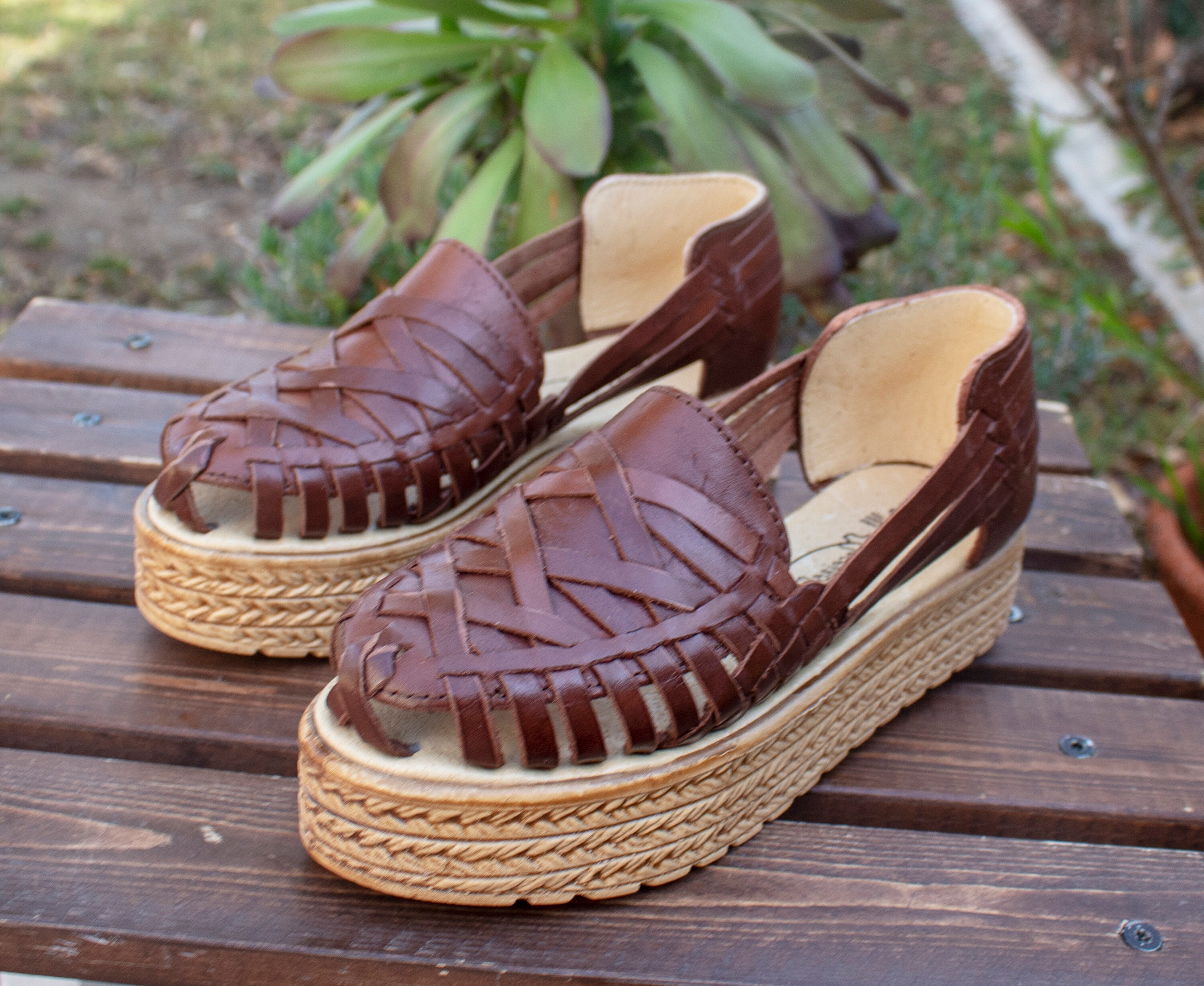 WOMENS FLATFORM Brown Platform LEATHER Mexican Sandals Etsy UK