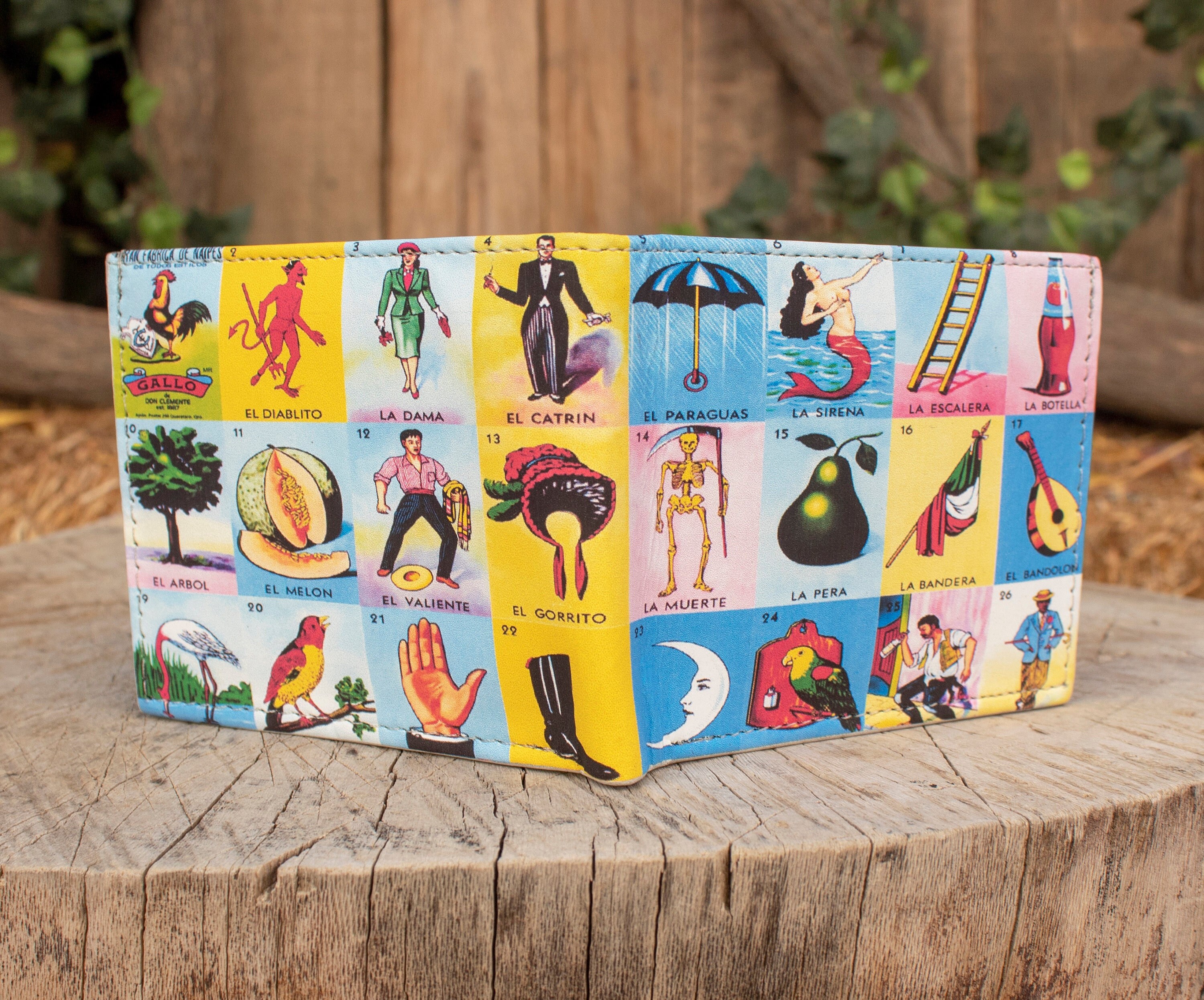 MEXICAN LOTERIA LEATHER Laser Printed Bi-fold Wallet -  Canada