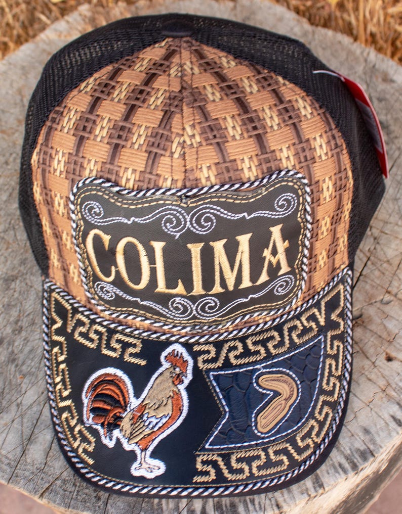 Colima Mexico Rodeo COLIMA Mexico ROOSTER Embroidered Gallo Western Rodeo HAT Adjustable ...