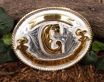INITIAL Letter C ENGRAVED Cowboy Western Belt Buckle - Etsy
