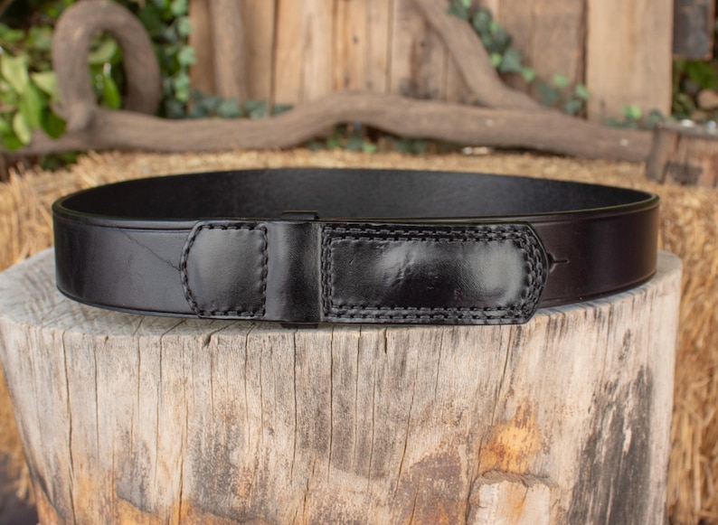 Mens MECHANIC heavy duty 100 % LEATHER work belt with SCRATCHLESS buckle image 1