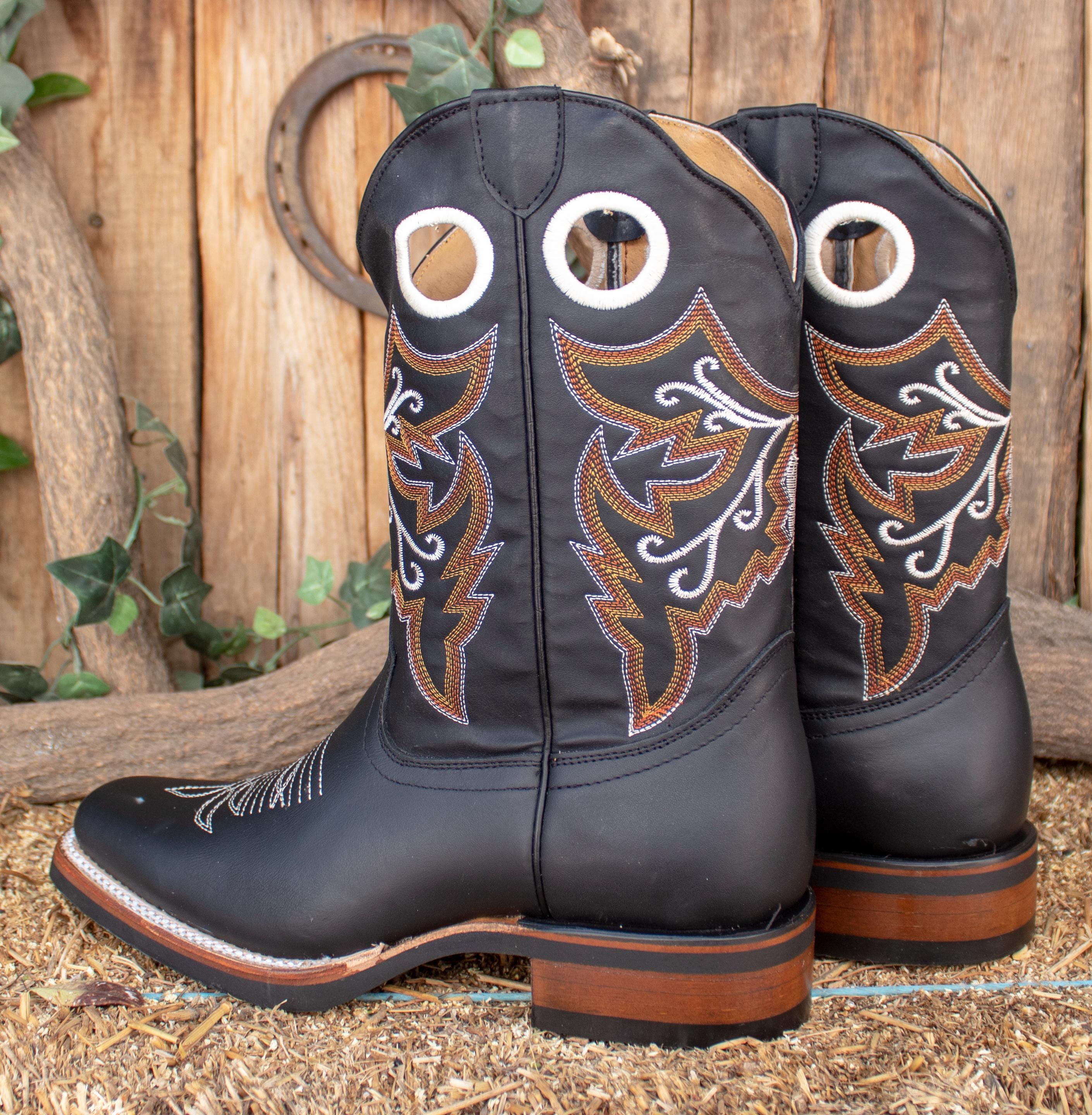 Bottines de cowboy en cuir marron Code West vintage