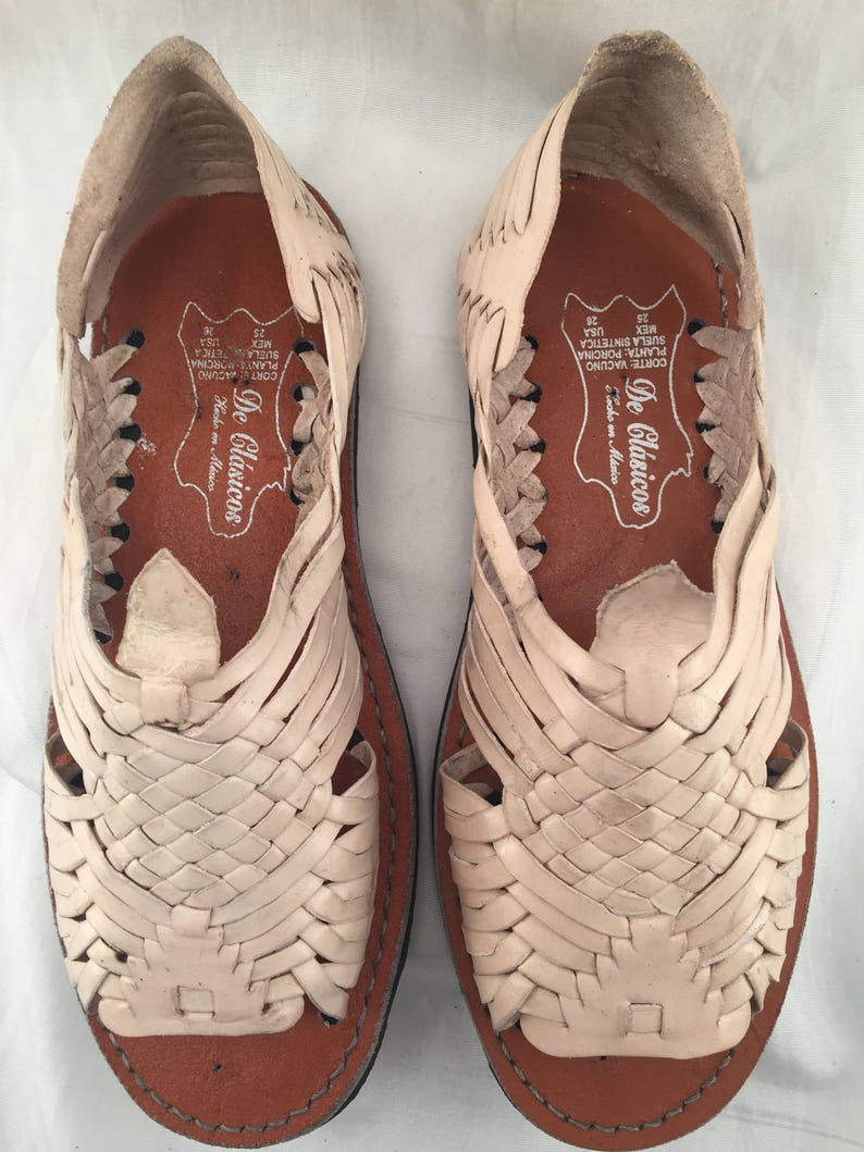 WOMENS LEATHER HUARACHES Sandals vintage style made in mexico Etsy