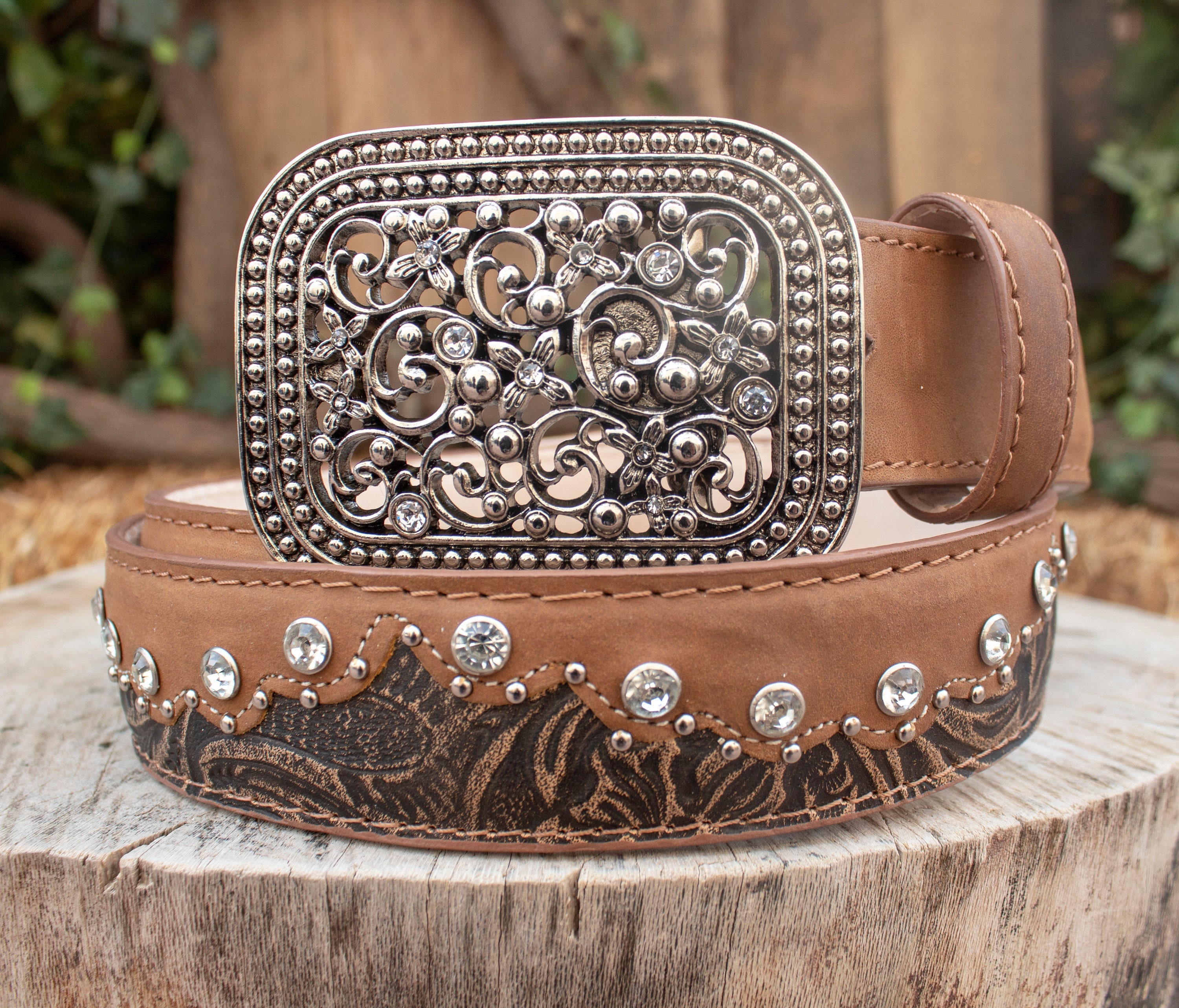  Haitpant Western Cowgirl Cowboy Rhinestone Belt Luxury Designer  Ladies Genuine PU Leather Belts Silver Buckle Belt : Clothing, Shoes 