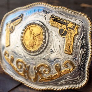 Fibbia Cintura Western Uomo – Rodeo Cowboy Centenario Con Rosetone E Argento – Stile Unico - Foto 2