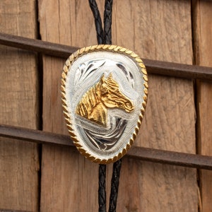 WESTERN horse cowboy cowgirl alpaca silver Leather BOLO TIE corbatero charro Caballo