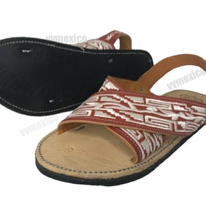 MENS EMBROIDERED HUARACHE 2 strap sandals with tire sole cruzado