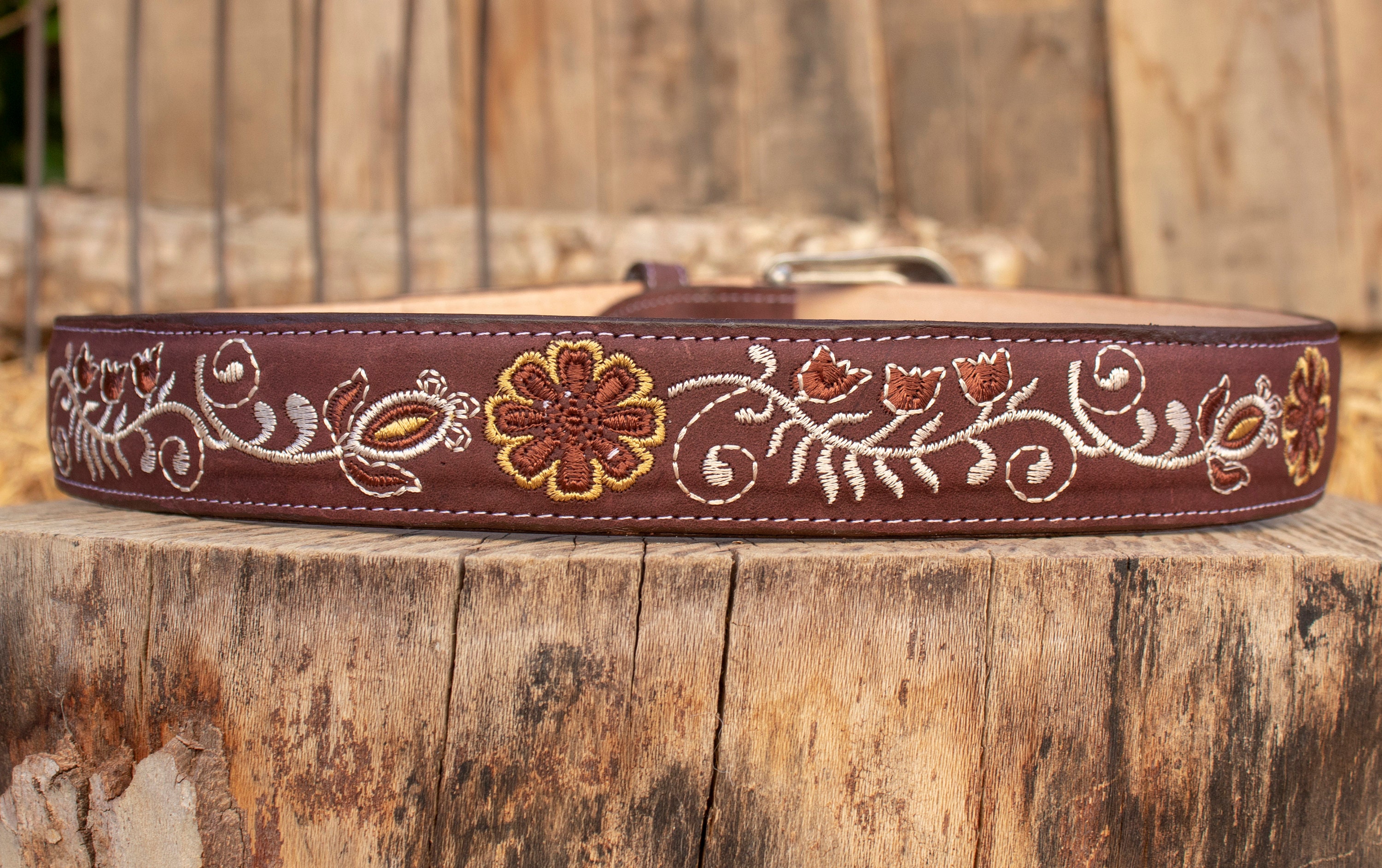 WOMENS FLOWER EMBROIDERED Western Cowgirl Cowboy Leather 