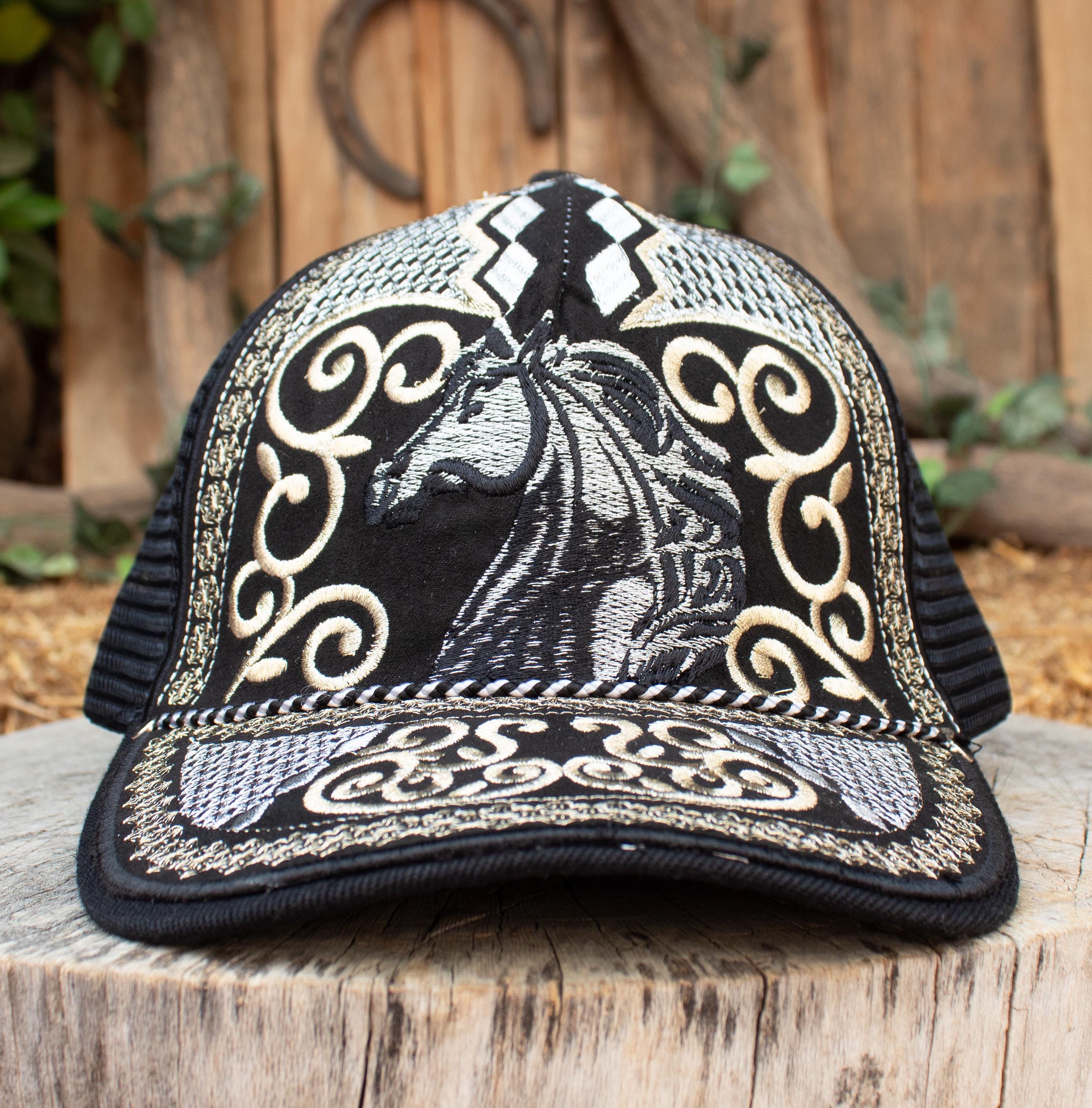 帽子 AMERI VINTAGE MESH DAMASK EMBROIDERY CAP HORSE EMBROIDERED HAT Adjustable Trucker Caballo Western Mesh Cap