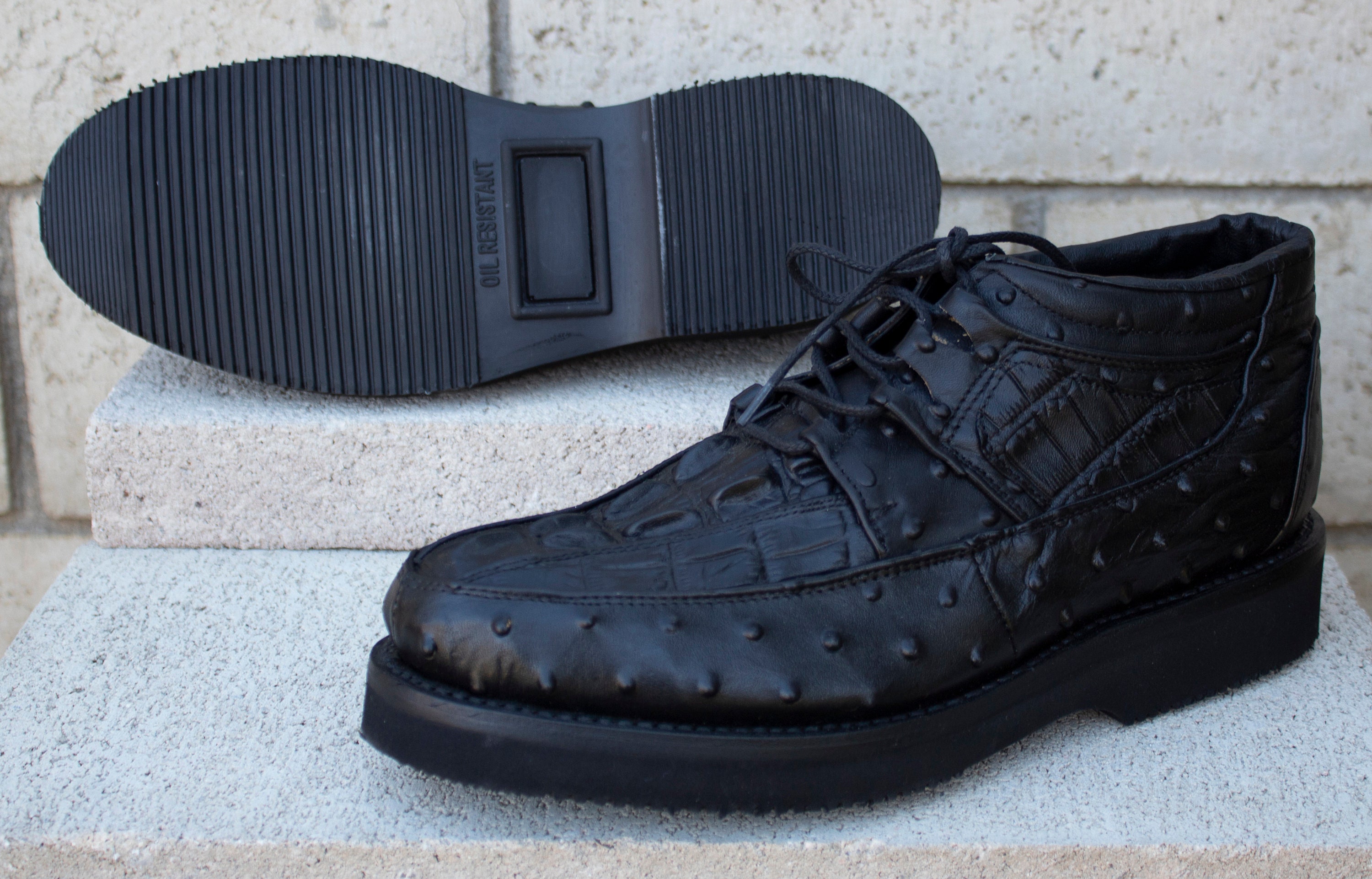 MENS CROCODILE OSTRICH Faux Print Casual Sneaker Leather Shoes