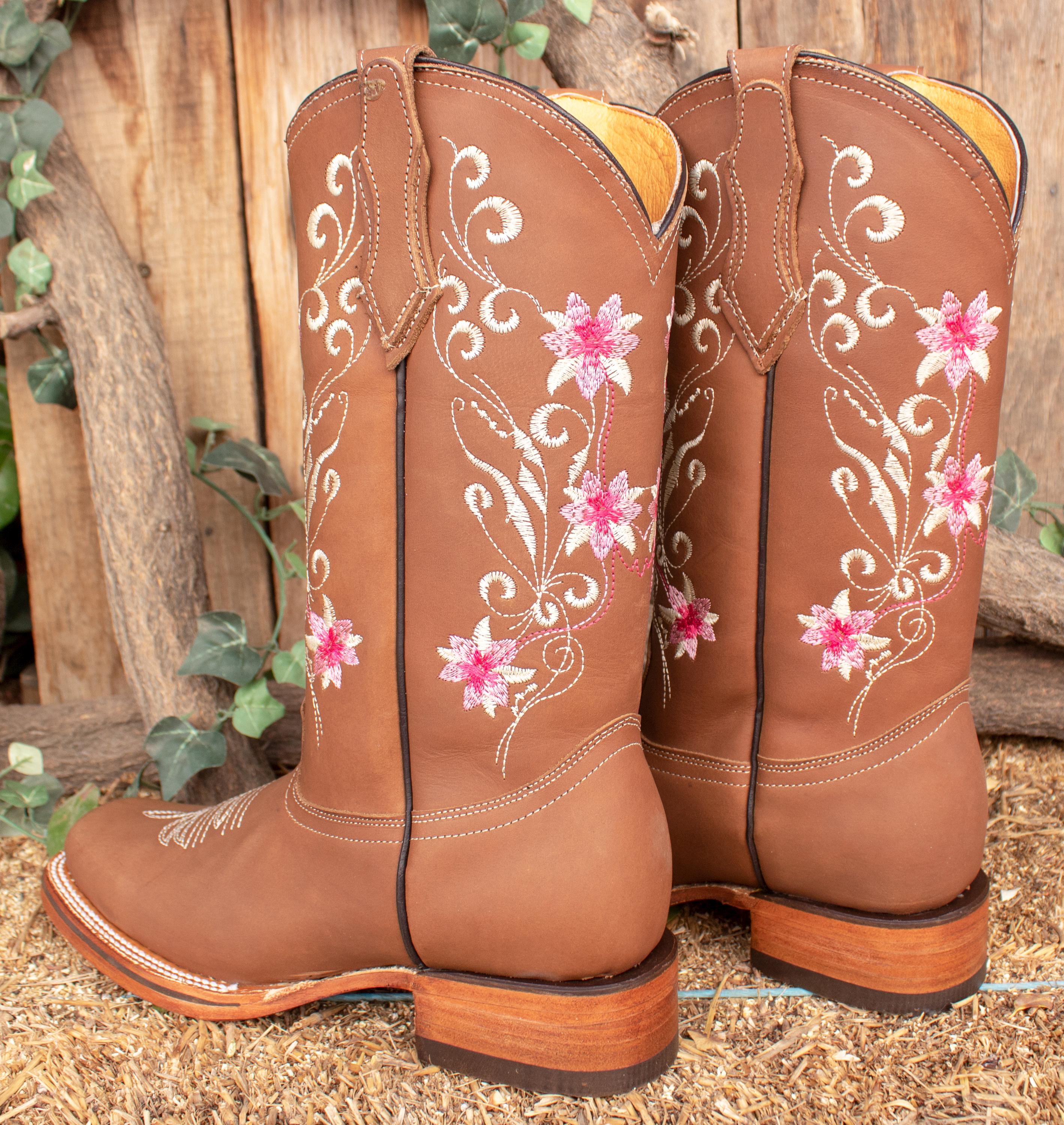 DUNHAO COS Women's Square Toe Western Boots – Embroidered Cowgirl Boots, Pull-On Style