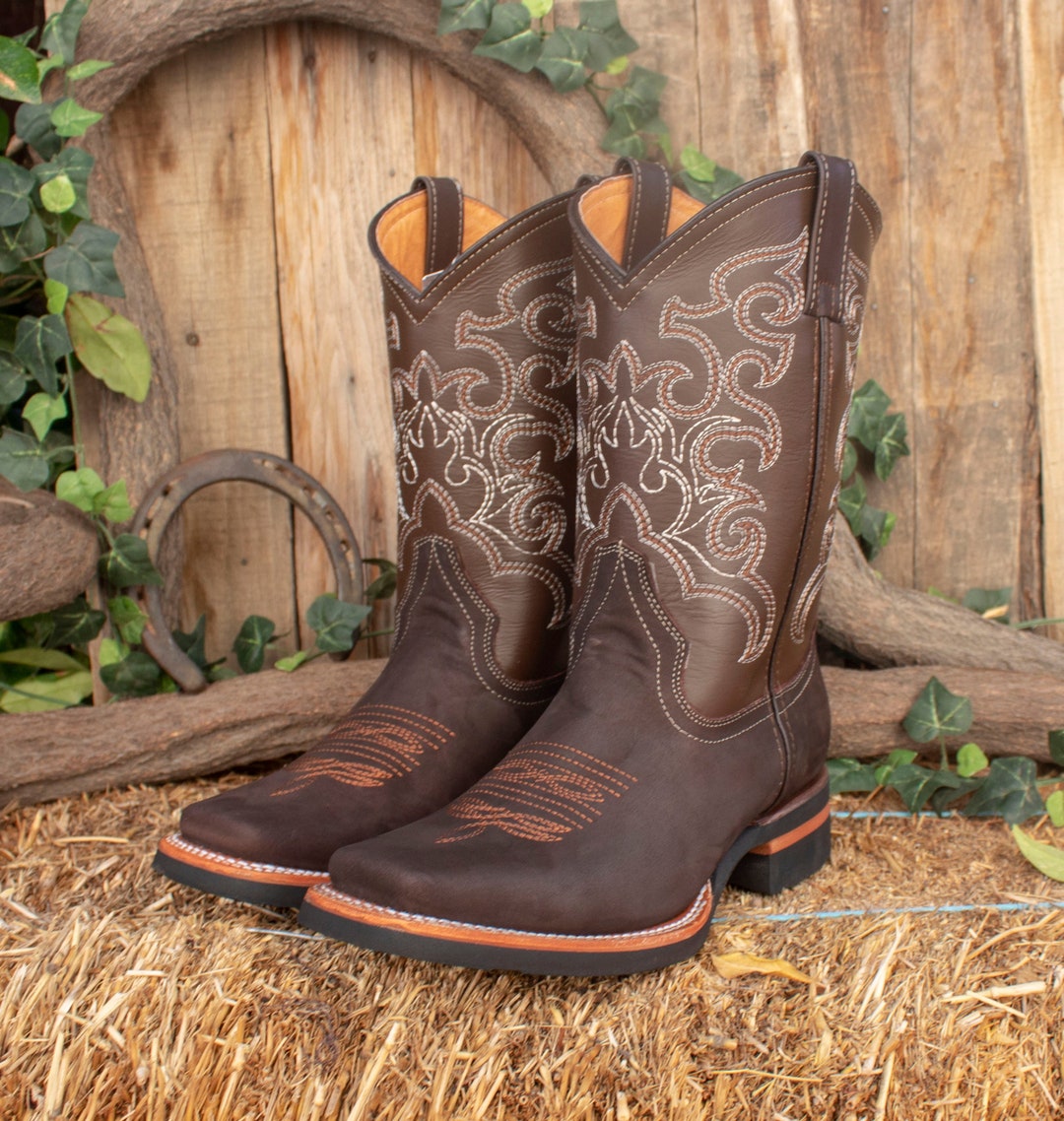 MENS Suede LEATHER COWBOY Western Rodeo Nubuck Square Toe Boots - Etsy