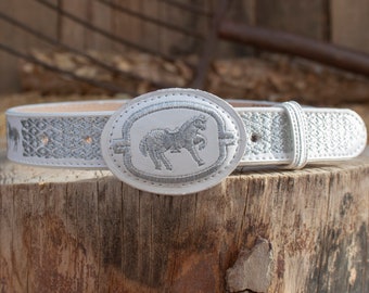 CHILDRENS boys toddler youth WESTERN Horse EMBROIDERED Charro cowboy leather belt