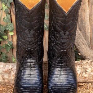 Bottes Cowboy Exotiques LIZARD TEJU Western - LOS ALTOS BOOTS Taille US 8.5 Neuves