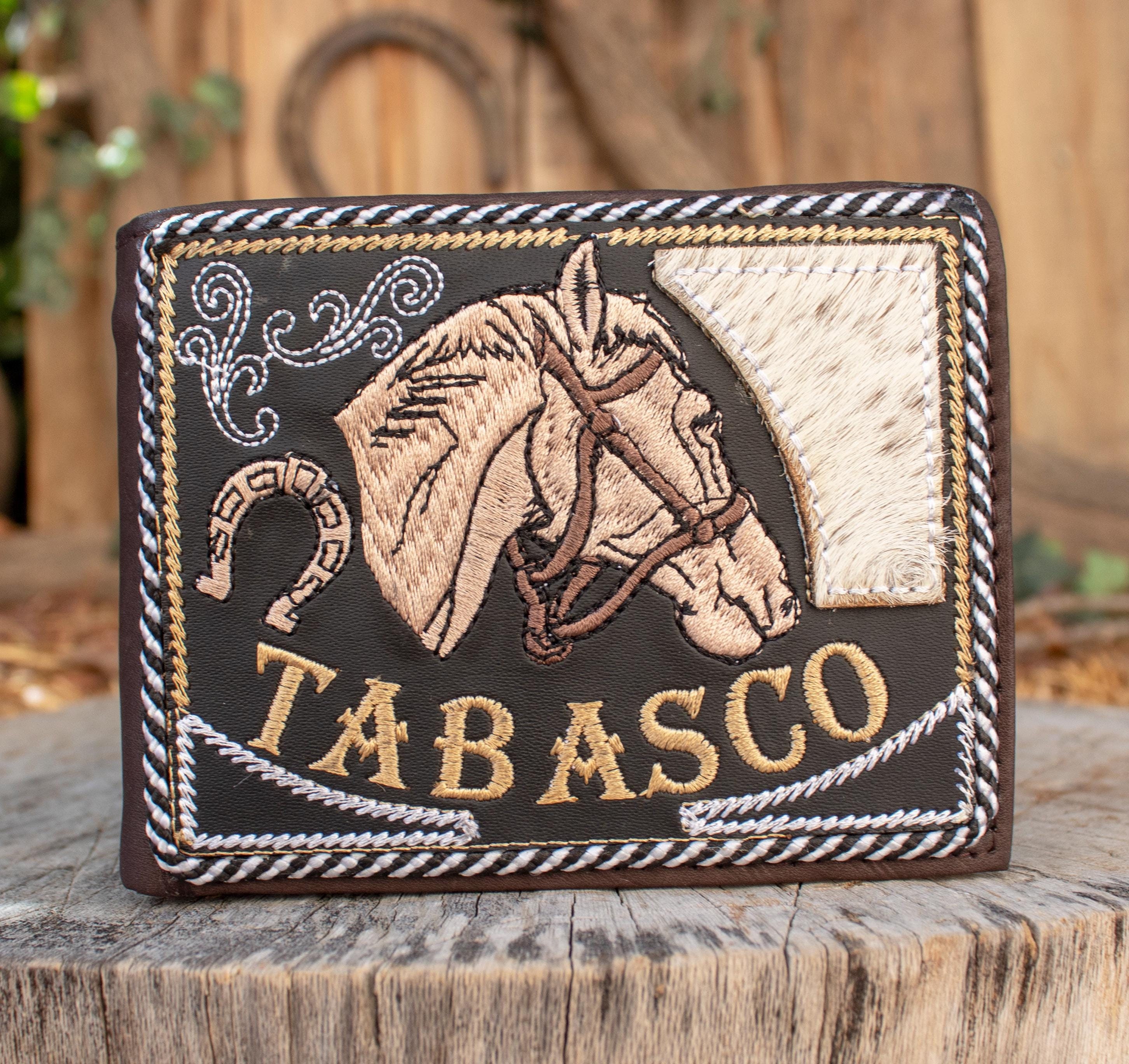 TABASCO Mexico HORSE Caballo Western EMBROIDERED Leather Bi Fold