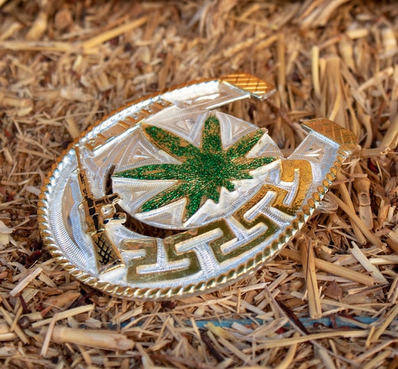 EL JEFE AK-47 Marijuana Horse Shoe Cowboy Western Alpaca Belt