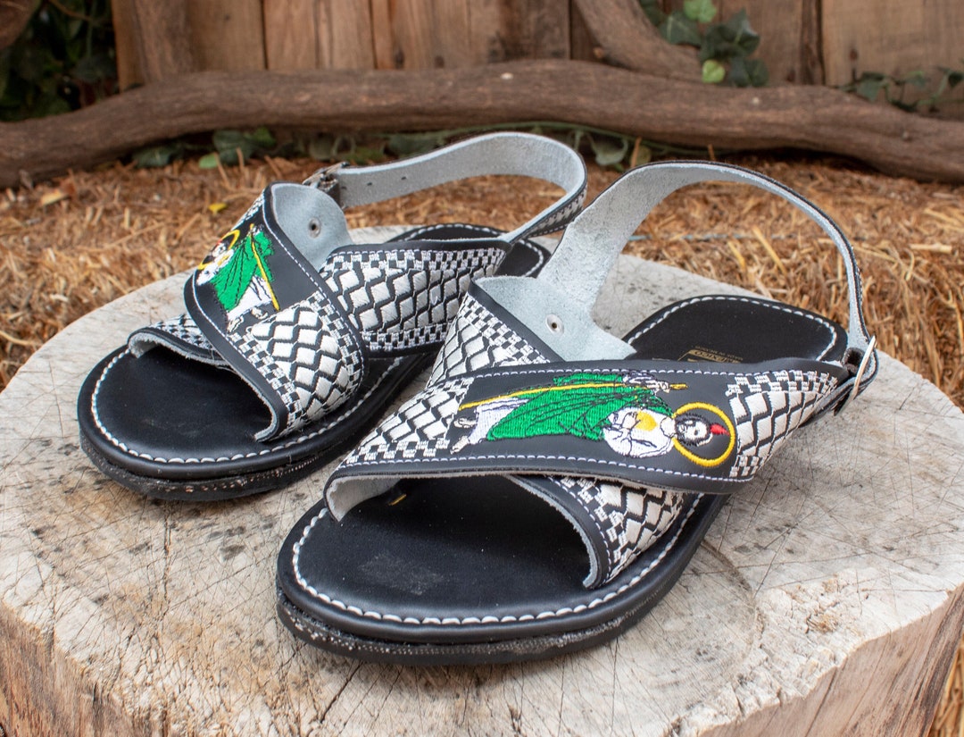 SAN JUDAS St Jude Embroidered Strap HUARACHE Mexican Sandals
